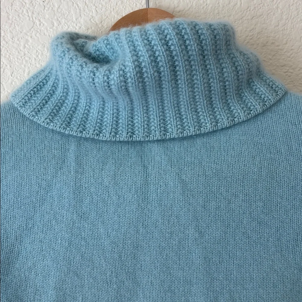 Ann Taylor Cashmere Soft Blue Cowl Neck Sweater Size Medium - Picture 2 of 7